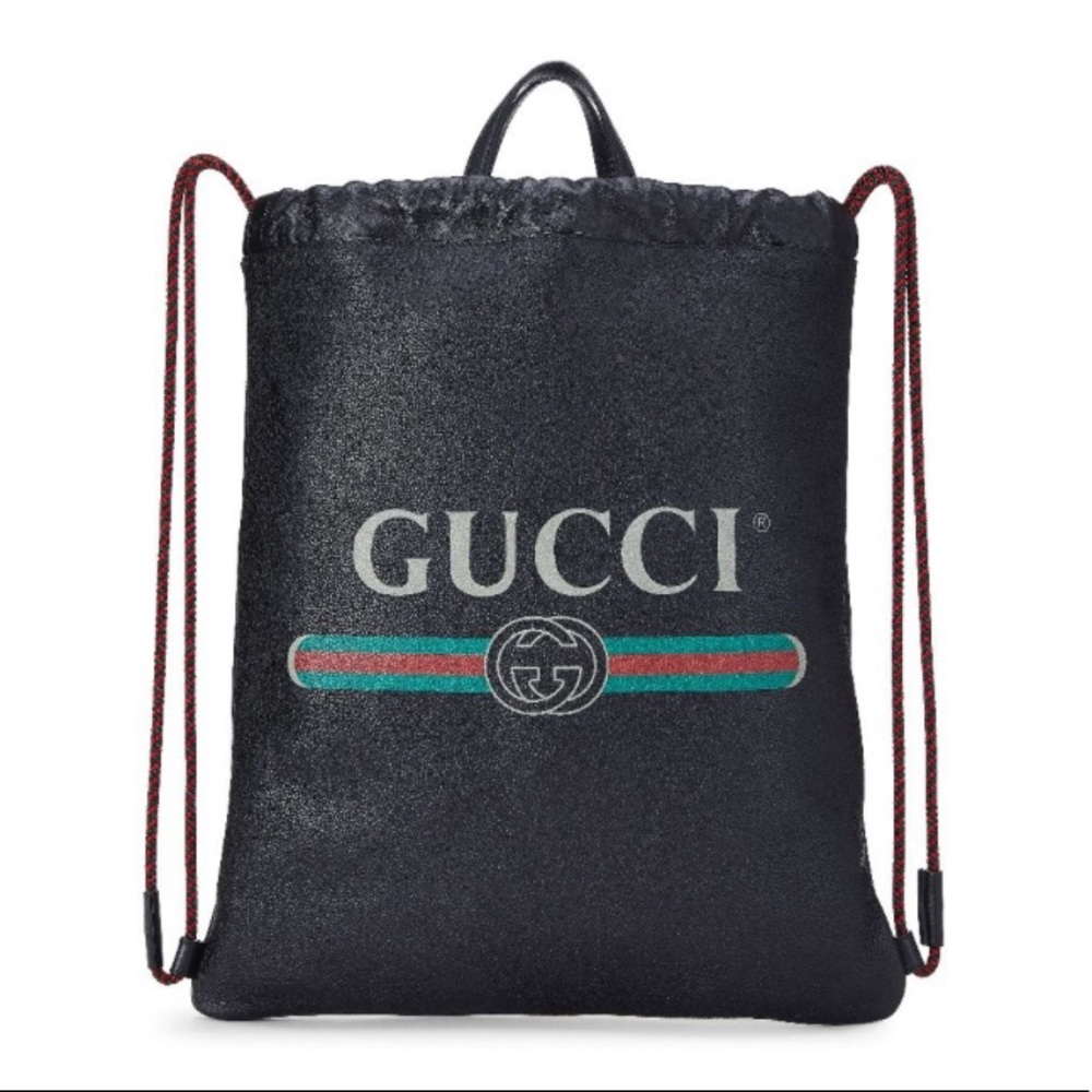 Gucci drawstring logo bag backpack black (large)